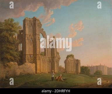 St. Mary's Abbey, York, Michael 'Angelo' Rooker, 1746–1801, britisch, ca. 1778, Öl auf Leinwand, Unterstützung (PTG): 28 x 36 Zoll (71.1 x 91.4 cm), Abtei, Bogen, architektonisches Thema, Benediktiner, Katholisch, Kirche, Gotik (Mittelalter), Männer, Kloster, Straße, Romantik, Ruinen, Stein, Mauerwerk, England, Europa, Vereinigtes Königreich, York Stockfoto