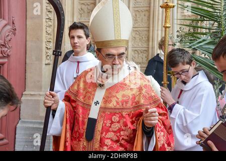 Le Cardinal Philippe Barbarin préside la célébration du Dimanche des Rameaux à la Cathédrale St-Jean le 20 mars 2016, à Lyon, Frankreich. Foto Julien Reynaud/APS-Medias/ABACAPRESS.COM Stockfoto