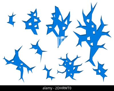 Brechen dünne Eis Risse Cartoon Design Element set, Vektor-Illustration, horizontal, isoliert Stock Vektor