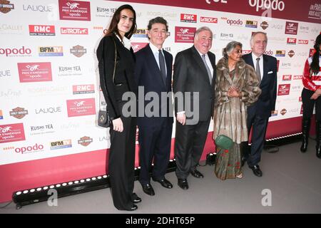 IRENE SALVADOR, EDOUARD DE ROTHSCHILD, GERARD LARCHER, DOMINIQUE DE BELLAIGUE (PRESIDENT DU CHEVAL FRANCAIS) - 95EME PRIX D'AMERIQUE OPODO A L'HIPPODROME DE VINCENNES FOTO VON NASSER BERZANE/ABACAPRESS.COM Stockfoto