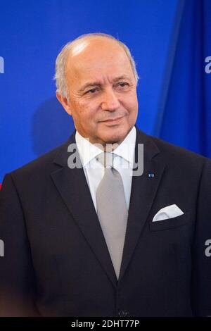 LAURENT FABIUS, ANCIEN MINISTRE DES AFFAIRES ETRANGERES - PASSATION DE POUVOIR AU QUAI D'ORSAY, MINISTERE DES AFFAIRES ETRANGERES FOTO VON NASSER BERZANE/ABACAPRESS.COM Stockfoto