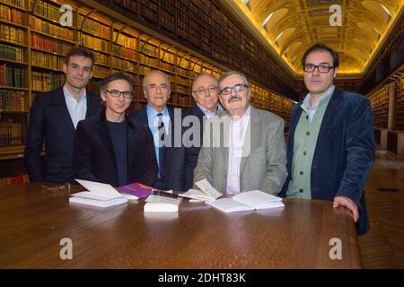 ROBIN RIVATON, GILLES FINCHELSTEIN, JEAN-PIERRE ELKABBACH, JEAN-PIERRE LE GOFF, DANIEL LINDENBERG, PASCAL CHABOT - REGISTRIERUNG DE L'EMISSION 'BIBLIOTHEQUE MEDICIS' DIFFUSEE SUR PUBLIC SENAT - 16/02/2016 FOTO VON NASSER BERZANE/ABACAPRESS.COM Stockfoto