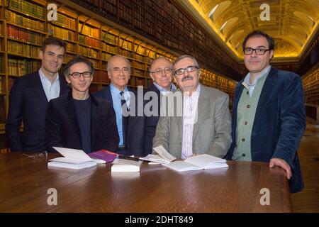 ROBIN RIVATON, GILLES FINCHELSTEIN, JEAN-PIERRE ELKABBACH, JEAN-PIERRE LE GOFF, DANIEL LINDENBERG, PASCAL CHABOT - REGISTRIERUNG DE L'EMISSION 'BIBLIOTHEQUE MEDICIS' DIFFUSEE SUR PUBLIC SENAT - 16/02/2016 FOTO VON NASSER BERZANE/ABACAPRESS.COM Stockfoto