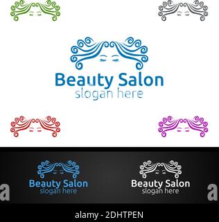 Salon Fashion Logo für Beauty Friseur, Kosmetik oder Boutique-Design Stock Vektor