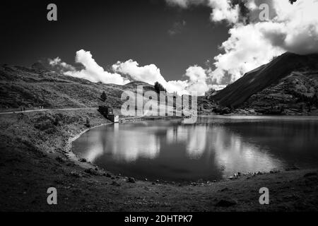 Typische Schweizer Landschaft am Tuebsee in der Schweiz in schwarz Und weiß Stockfoto