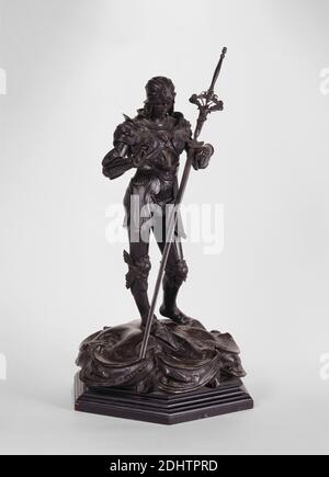 St. George, Alfred Gilbert, 1854–1934, britisch, 1891 bis 1896, Bronze, insgesamt: 21 1/2 x 10 1/4 x 10 1/4 Zoll (54.6 x 26 x 26 cm), Rüstung, Christentum, Kruzifix, Mensch, Märtyrer, Meisterwerk, religiöses und mythologisches Thema, Grab, viktorianisch, Waffe, Flügel Stockfoto