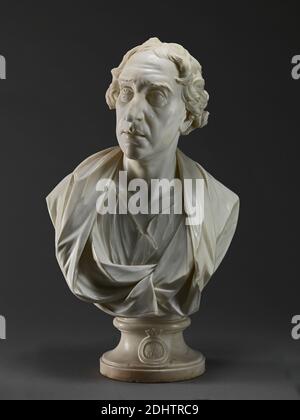 Thomas Dawson, erster Baron Dartrey (später erster Viscount Cremorne), Joseph Wilton RA, 1722–1803, britisch, ca. 1771, Carrara-Marmor auf einem original ovalen Sockel, insgesamt: 21 1/2 x 16 1/2 x 9 1/2 Zoll, 110 lb. (54.6 x 41.9 x 24.1 cm, 49.9 kg), banyan, Blick, Trauer, Gutsbesitzer, oberleutnant, Mann, Porträt, Trauer Stockfoto