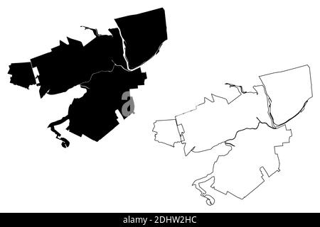 Allentown City, Pennsylvania (Vereinigte Staaten Städte, Vereinigte Staaten von Amerika, vereinigte staaten Stadt) Kartenvektordarstellung, scribble Skizze Stadt von Allentown Karte Stock Vektor