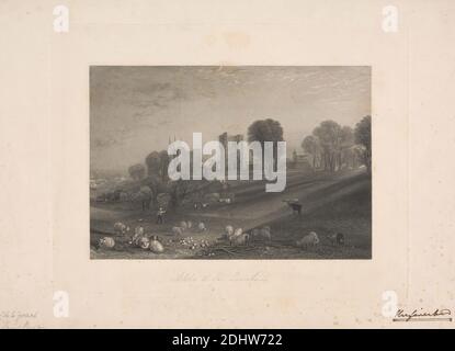 Ashby de la Zouch, Leicestershire, William Radclyffe, 1780–1855, britisch, nach Joseph Mallord William Turner, 1775–1851, britisch, 1832, Strichgravur, Kupferstichproof Stockfoto