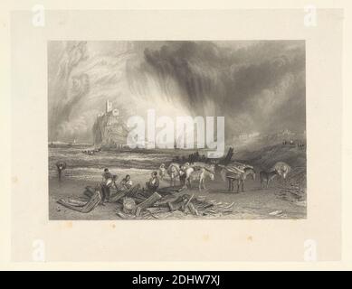 Mount St. Michael, Cornwall, S. Fisher, aktiv 1831–1844, nach Joseph Mallord William Turner, 1775–1851, britisch, 1827-1838, Liniengravur, Erstveröffentlichung Stockfoto