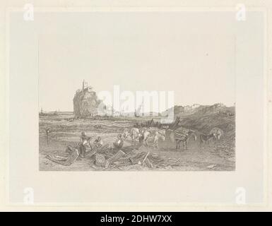 Mount St. Michael, Cornwall, S. Fisher, aktiv 1831–1844, nach Joseph Mallord William Turner, 1775–1851, britisch, 1827–1838, Offene Radierung Stockfoto