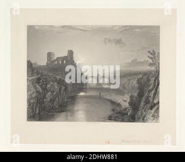 Barnard Castle, Durham, Robert Wallis, 1794–1878, britisch, nach Joseph Mallord William Turner, 1775–1851, britisch, 1827–1838, Kupferstichproof Stockfoto