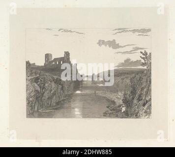 Barnard Castle, Durham, Robert Wallis, 1794–1878, britisch, nach Joseph Mallord William Turner, 1775–1851, britisch, 1827–1838, Offene Radierung Stockfoto