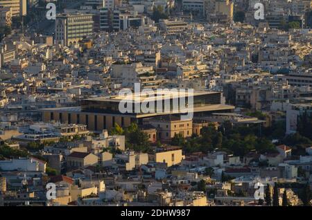 Außenansicht des Parthenon Museums in Akropoli im Zentrum von Athen Griechenland - Foto: Geopix Stockfoto