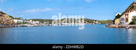 Panoramablick über die Marina von Mahon - Menorca, Baleares, Spanien Stockfoto