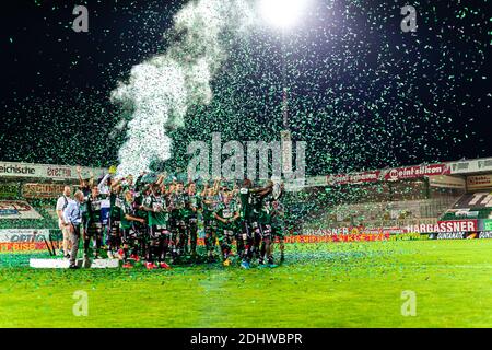 Ried, Österreich - 31. Juli 2020. Feier des Sieges in der Fußballliga in der Josko Arena Stockfoto