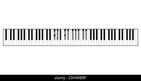 Die Klaviertastatur. Klassisches Musikinstrument. Blick von oben. Vektor-isolierte Illustration. Stock Vektor