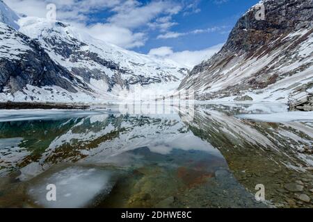 Reflexionen in einem Gletschersee. Stockfoto