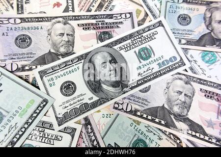US-Dollar Banknoten, 100, 100er Stockfoto