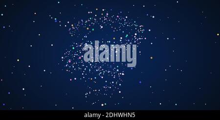 Festliche Muster fallen angenehm Regenbogen Konfetti. Bewundernswert hell funkelnden Hintergrund mit zufälligen Teilchen auf blau. Feier bunte Sterne. Te Stock Vektor