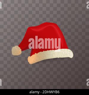 Leuchtend roter Weihnachtsmann Hut auf transparent Stock Vektor
