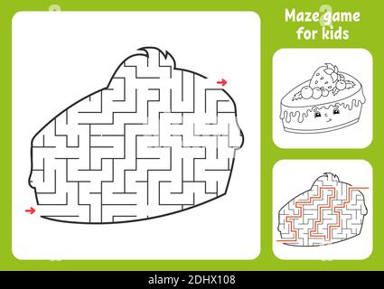 Abstraktes Labyrinth. Spiel für Kinder. Puzzle für Kinder. Labyrinth-Rätsel. Finden Sie den richtigen Weg. Arbeitsblatt zum Bildungswesen. Mit Antwort. Stock Vektor