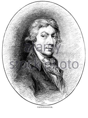 Thomas Gainsborough Portrait, 1727 - 1788, war ein englischer Porträt- und Landschaftsmaler, Vintage Illustration von 1886 aus einem originalen Selbstbildnis Stockfoto