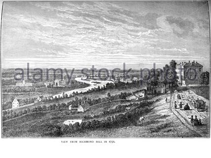 Ansicht von Richmond Hill, London, Vintage Illustration 1752 Stockfoto