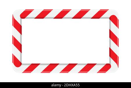 Candy Cane gestreiften Rahmen oder Grenze für weihnachten. Rot-weißes Streifenmuster mit weißem Kopierraum-Hintergrund. Horizontale rechteckige Form für sezo Stock Vektor