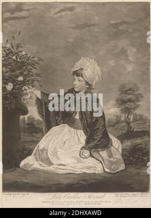 Lady Caroline Howard, Valentine Green, 1739–1813, britisch, nach Sir Joshua Reynolds RA, 1723–1792, britisch, 1778, Mezzotint auf mäßig dickem, leicht strukturiertem, cremefarbenem, gewobenem Papier, Blatt: 18 5/8 × 13 5/8 Zoll (47.3 × 34.6 cm), Platte: 18 1/8 × 13 1/8 Zoll (46 × 33.3 cm) und Bild: 16 7/8 × 13 Zoll (42.9 × 33 cm Stockfoto