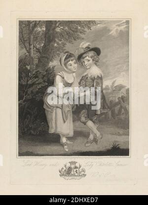 Lord Henry und Lady Charlotte Spencer, John Jones, ca. 1745–1797, britisch, nach Sir Joshua Reynolds RA, 1723–1792, britisch, 1790, Stiche auf mäßig dickem, leicht strukturiertem, cremefarbenem, gedeckten Papier, Blatt: 17 1/16 × 13 1/16 Zoll (43.3 × 33.2 cm), Platte: 15 × 10 15/16 Zoll (38.1 × 27.8 cm), und Bild: 11 3/4 × 9 9/16 Zoll (29.8 × 24.3 cm Stockfoto