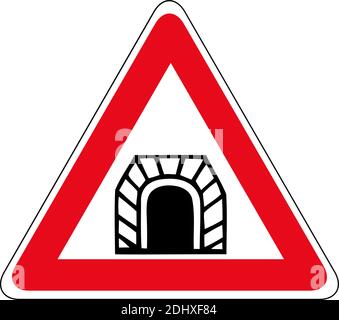 Tunnel vor dem Straßenschild. schild Tunnel Symbol. Symbol für den Vector Road Tunnel. Warnschilder. Verkehrstraining. Verkehrsregeln. Verkehrszeichen. Verkehrszeichen Stock Vektor