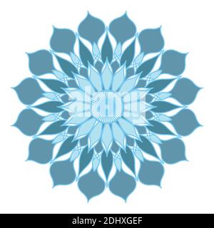 Blauer Vektor der Mandala-Linie. Eine symmetrische Blume monochromes Ornament. Winter Stock Vektor