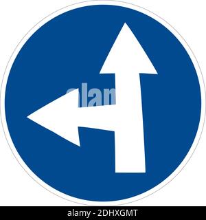 Geradeaus und rechts - Straßenschild isoliert auf weißem Hintergrund. Gruppe von als Fischauge, einfache und grunge Symbole für Ihr Design. Vektorgrafik. Stock Vektor