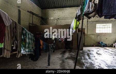 Die Überlebenden des Hurrikans Eta und des Hurrikans Iota warten darauf, dass die Flutwasser zurücktreten, damit sie nach Hause zurückkehren können, Sula Valley, Honduras Stockfoto