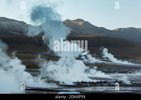 El Tatio Geysir Feld und Geothermie Gebiet, hoch in den Anden, Atacama Region, Nord-Chile, Südamerika Stockfoto