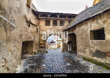 Berühmte Zitadelle von Sighisoara landmak, der Uhrturm, in Siebenbürgen, Rumänien Stockfoto