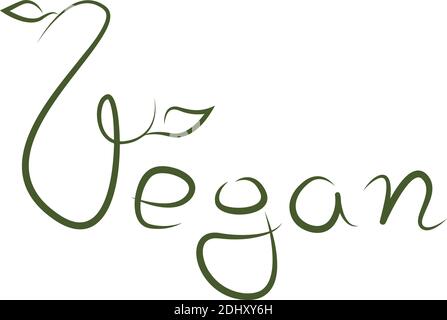 Grünes handgeschriebenes Wort veganer Schriftzug Stock Vektor