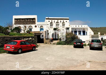 Traditionelle Häuser dekoriert wie Dovekoten im Dorf Tarambados auf Tinos Insel, Griechenland, April 15 2012. Stockfoto