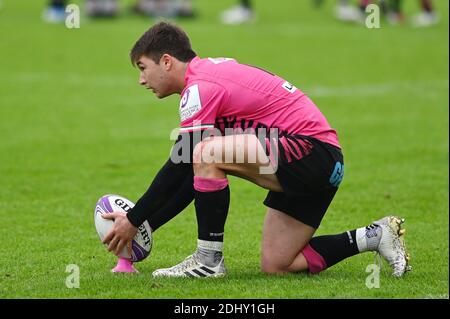 Parma, Italien. Dezember 2020. Parma, Italien, Lanfranchi Stadion, 12. Dezember 2020, Antonio Rizzi (Zebre) auf Kick während Zebre Rugby vs Bayonne - Rugby Challenge Cup Credit: Alessio Tarpini/LPS/ZUMA Wire/Alamy Live News Stockfoto