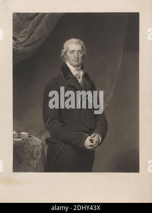 Robert Banks Jenkinson, 2. Earl of Liverpool, Print Made by Charles Turner, 1774–1857, British, Sir Thomas Lawrence, 1769–1830, British, 1827, Mezzotint auf mäßig dick, mäßig strukturiert, creme, Papier gelegt, Blatt: 22 1/2 × 17 Zoll (57.2 × 43.2 cm) und Bild: 17 1/2 × 13 13/16 Zoll (44.5 × 35.1 cm Stockfoto