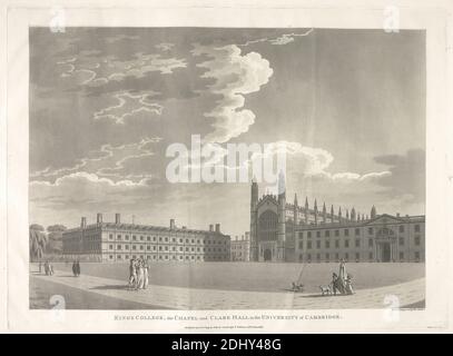 Kings College, The Chapel and Clare Hall in the University of Cambridge, Thomas Malton the Younger, 1748–1804, British, 1799, Aquatint mit geätztem Umriss auf mäßig dickem, mäßig strukturiertem, cremefarbenem, webtem Papier, Blatt: 21 1/4 × 27 cm (68.6 × 54 Zoll), Platte: 16 × 21 5/8 Zoll (40.6 × 54.9 cm) und Bild: 13 7/8 × 19 1/2 Zoll (35.2 × 49.5 cm Stockfoto