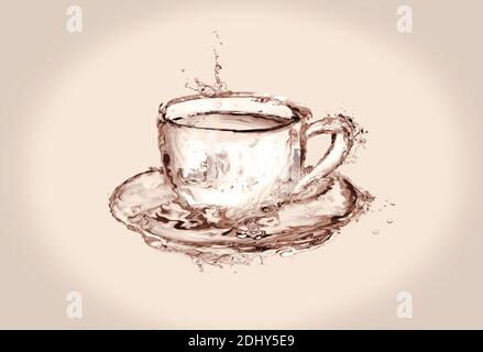 Eine braune Tasse Kaffee aus Wasser. Stockfoto