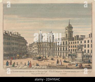 A View of Northumberland House and Charing Cross, unbekannter Künstler, achtzehnten Jahrhundert, nach unbekannter Künstler, undatiert, handkolorierte Gravur, Blatt: 8 1/4 x 10 1/4in. (21 x 26 cm Stockfoto