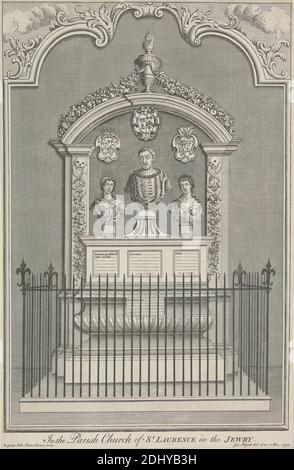 In der Pfarrkirche St. Laurence im Judentum, J. Mynde, aktiv 1740–1770, nach J. Mynde, aktiv 1740–1770, 1752, Gravieren, Blatt: 12 1/4 x 8 Zoll (31.1 x 20,3 cm Stockfoto