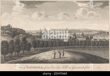 Blick auf London und Kirche von One Tree Hill in Greenwich Park, unbekannter Künstler, 18. Jahrhundert, nach unbekannter Künstler, undated, Gravur Stockfoto