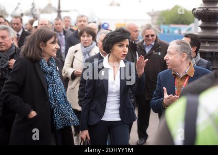 Die Pariser Bürgermeisterin Anne Hidalgo und die EU-Abgeordnete Rachida Dati, Bürgermeisterin des 7. Pariser Arrondissements, nahmen am 23. April 2016 am Rennen des FIA Formula E Paris ePrix in Paris Teil. Foto von Laurent Zabulon/ABACAPRESS.COM Stockfoto