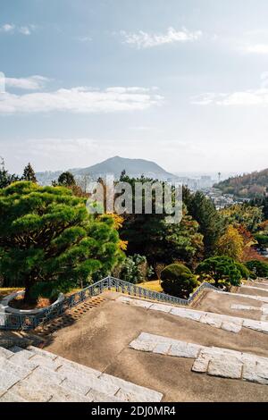 Herbstlandschaft des Jungang Parks (Daecheong Park) in Busan, Korea Stockfoto