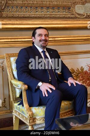 Der französische Präsident Francois Hollande und der ehemalige libanesische Premierminister Saad Hariri , Vorsitzender der parlamentarischen Mehrheit des Libanon, treffen sich am 17. Mai 2016 im Präsidentenpalast Elysee in Paris, Frankreich. Foto von Christian Liewig/ABACAPRESS.COM Stockfoto