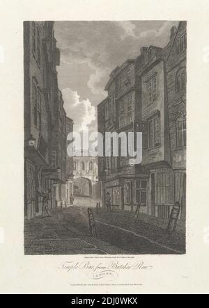 Temple Bar, from Butcher Row, James S. Storer, 1771–1853, British, after Edward Dages, 1763–1804, British, 1804, Engraving Stockfoto